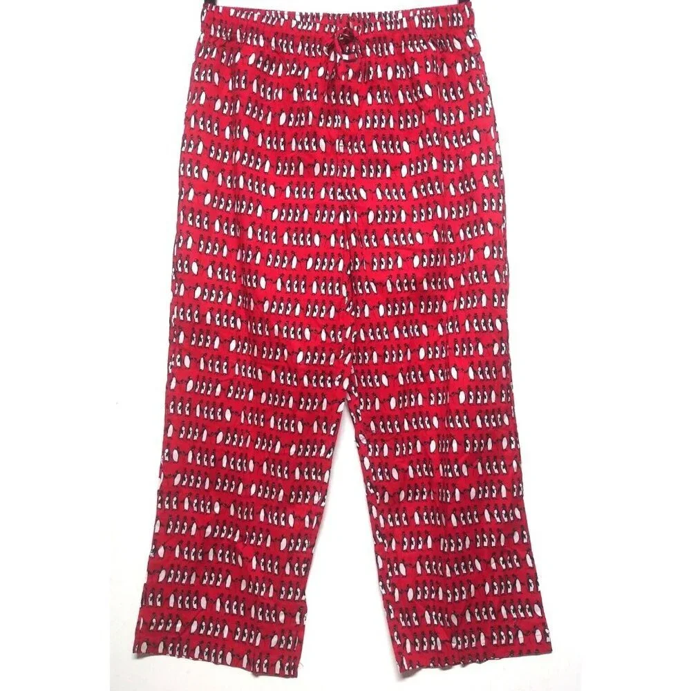 Tommy Hilfiger Men’s Pajama Pants XL Red PENGUIN PRINT allover Lounge Sleep EUC
